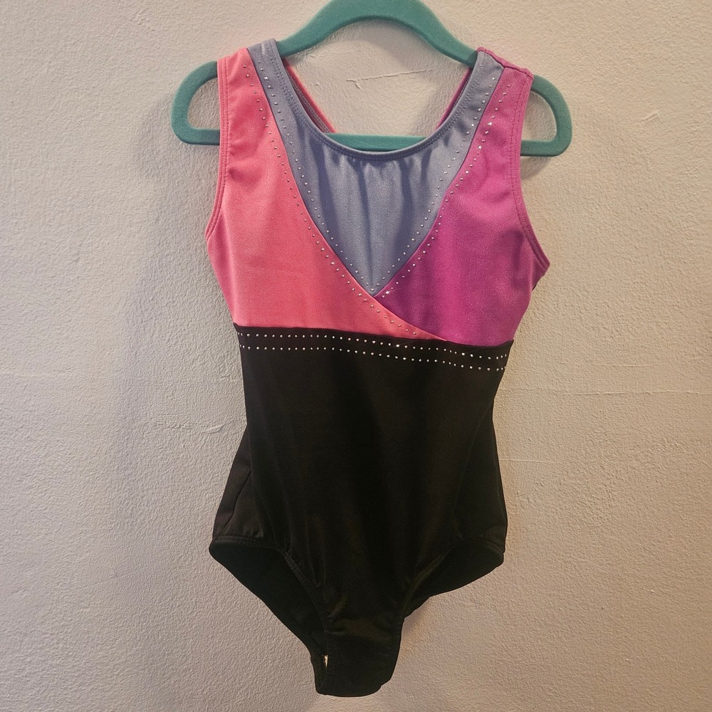 MORET Kids‎ Gymnastics Leotard Sparkly Pink Purple Black Girls Size 6/7
